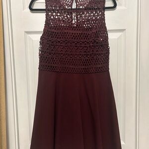 SOLD - Ever New Burgundy Cocktail Dress with Illusion Top